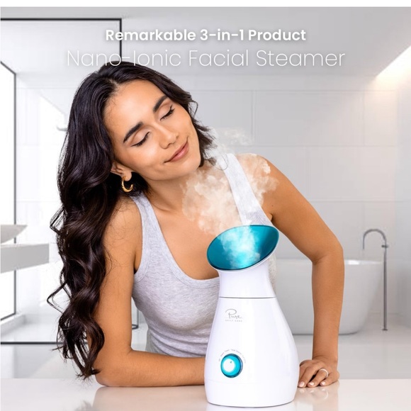 Large 3-in-1 Ionic Facial Nano Steamer w Precise Temp🌡️Control + 5Pc Skin Kit - Picture 7 of 8
